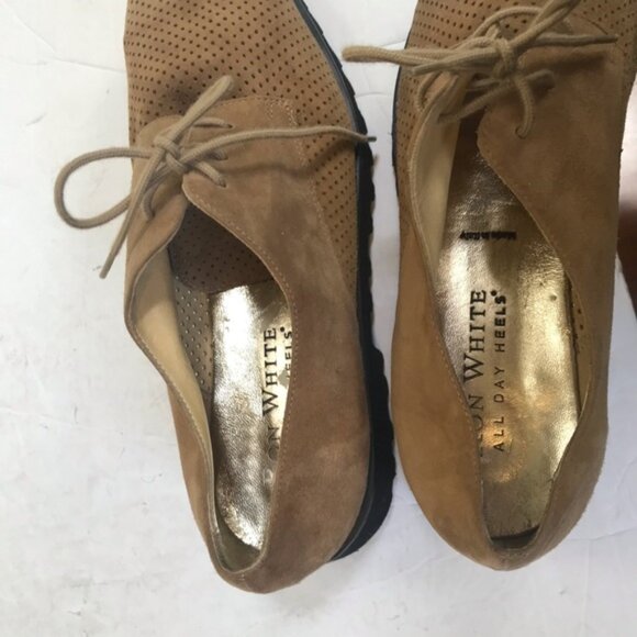 Ron White Oxford Laces Shoe Slide Suede Leather Tan Vibram Sneaker Platform 9.5 - Picture 8 of 14
